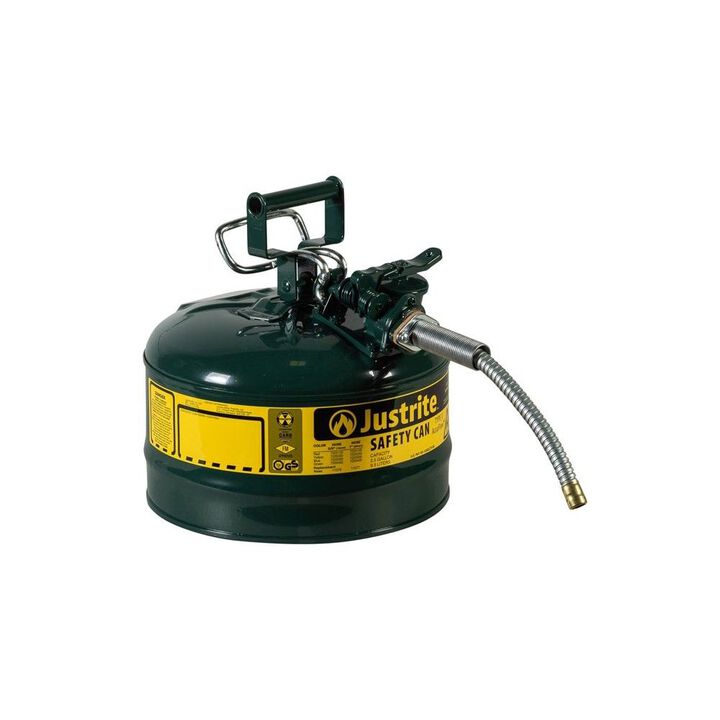 Justrite 2.5 Gal Steel Safety Green Oil Can Type II, large image number 1