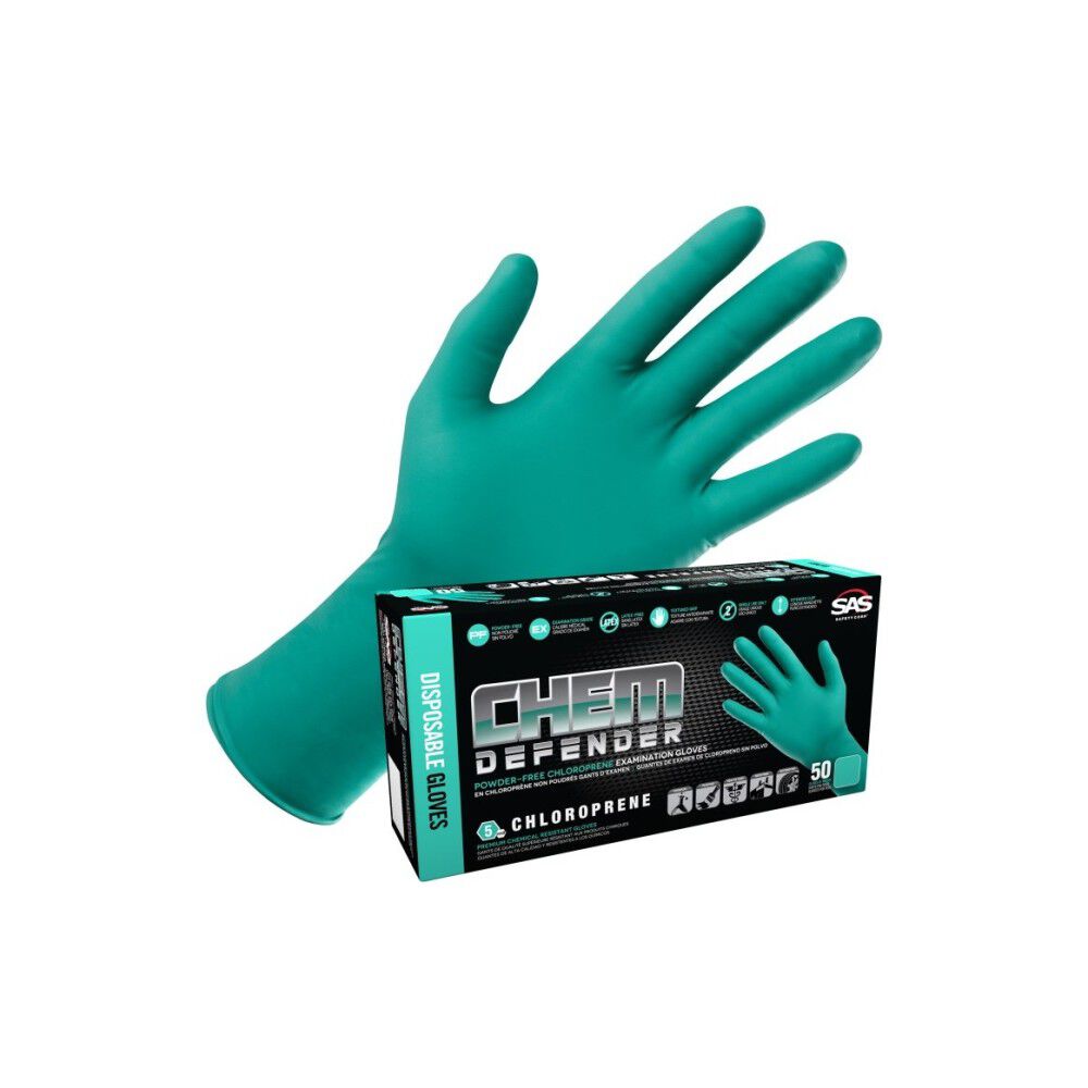SAS Safety Chloroprene Disposable Gloves, Turquoise, X-Large 50ct, large image number 5