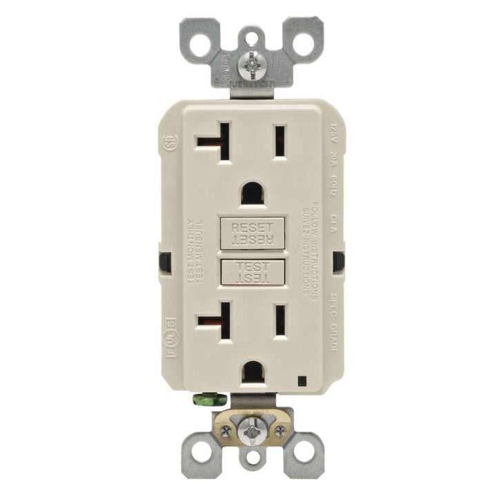 Leviton SmartlockPro GFCI Outlet 20A 125V Duplex Light Almond NEMA, large image number 0