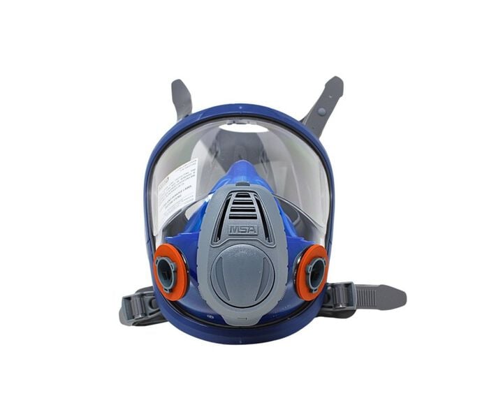MSA Safety Works Advantage 3200 Silicone Full-Facepiece Respirator, Blue and Gray, Small