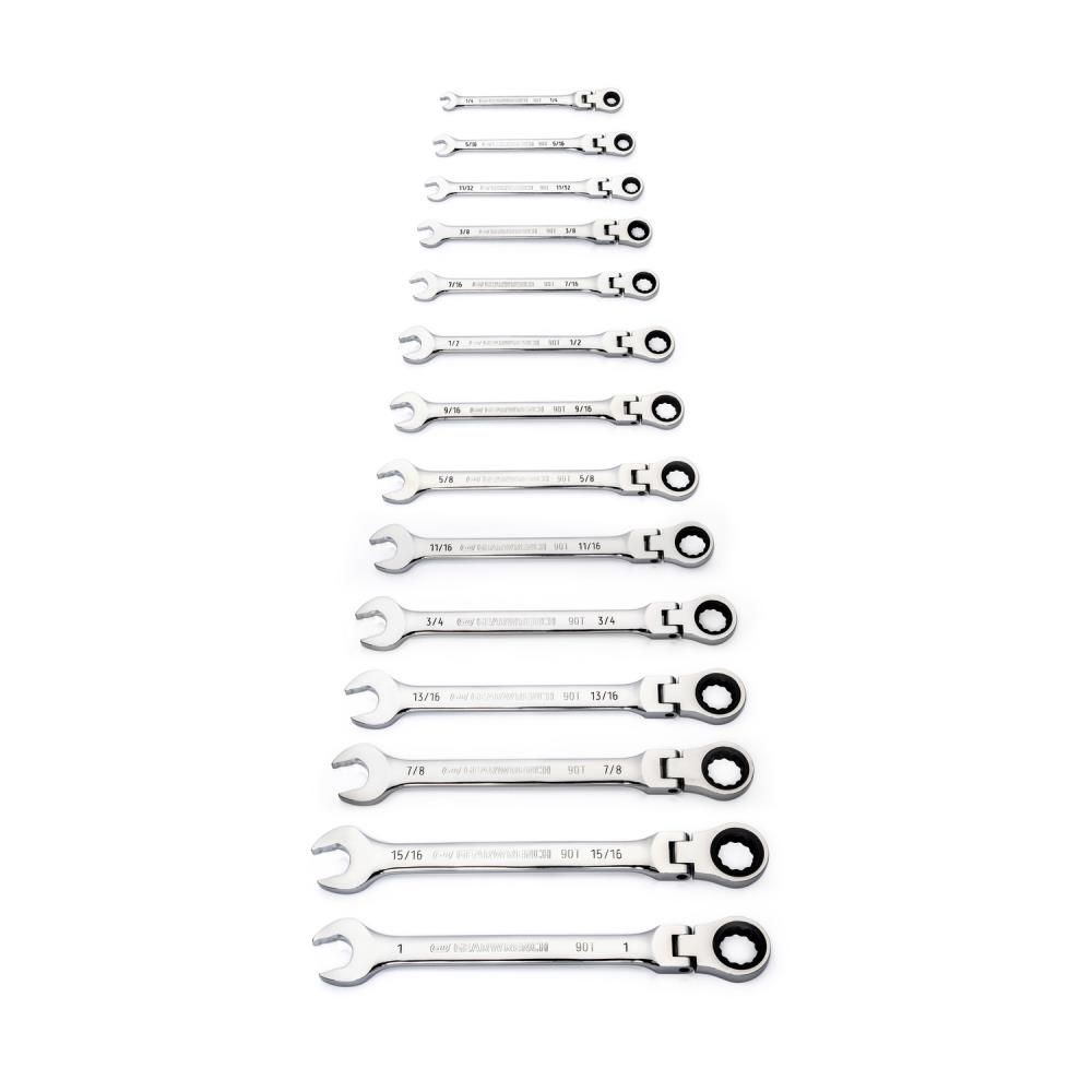 GEARWRENCH 14 Pc 90T 12 Point Flex Head Ratcheting Combination SAE Wrench Set, large image number 3