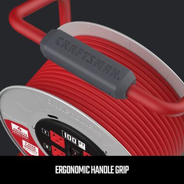 CRAFTSMAN 100 Foot Retractable Extension Cord Reel with 4 Outlets, large image number 3