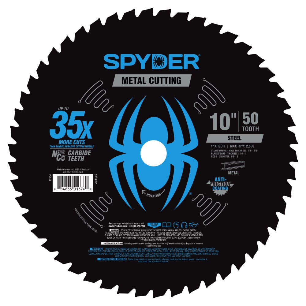 Spyder 10 Inch 50T Saw Blade for Steel, large image number 1