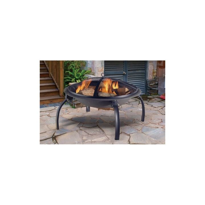 Living Accents Round Wood Fire Pit Black Steel Portable, large image number 1
