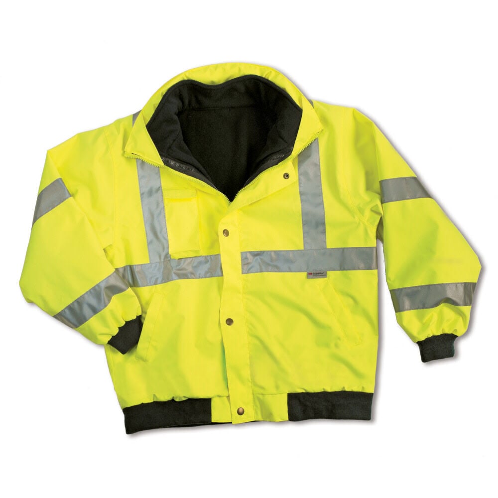 Ergodyne GloWear 8380 Lime Class 3 Bomber Jacket Size Medium – 24493