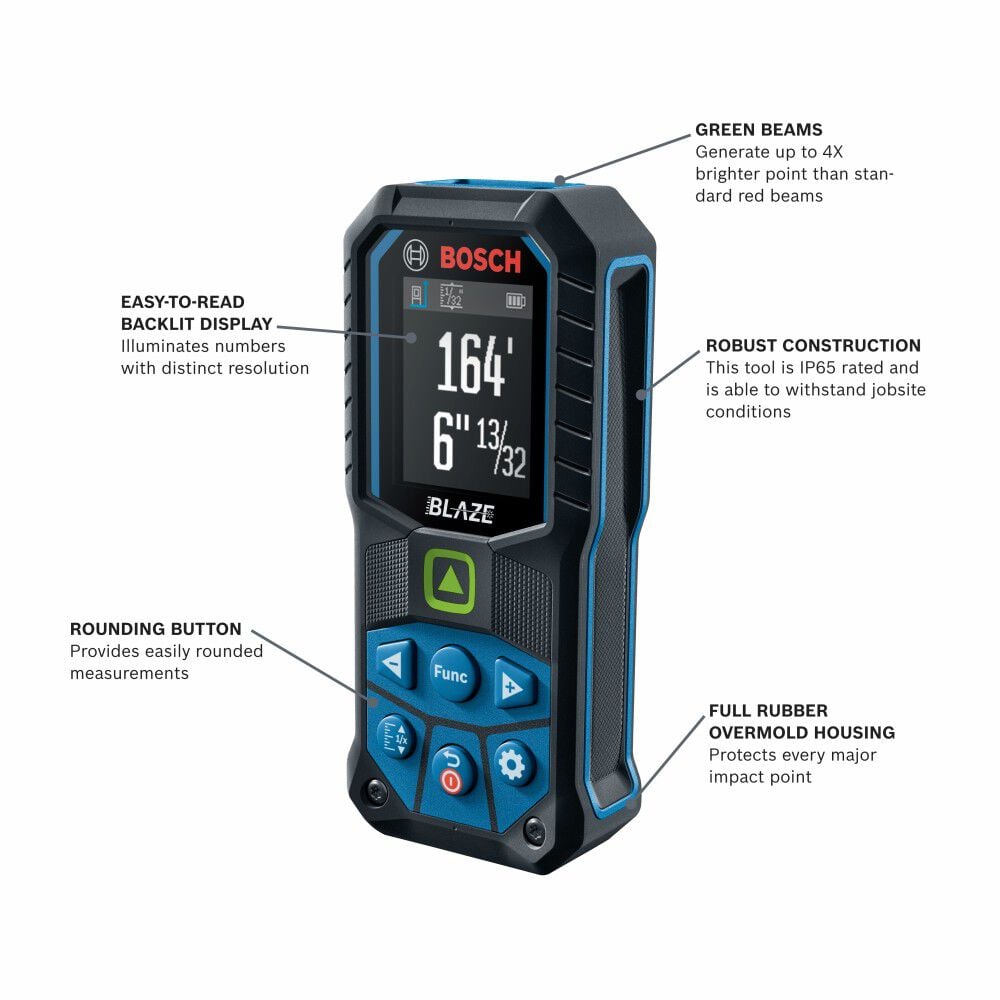 Bosch BLAZE Green Beam Laser Distance Measurer 165', large image number 2
