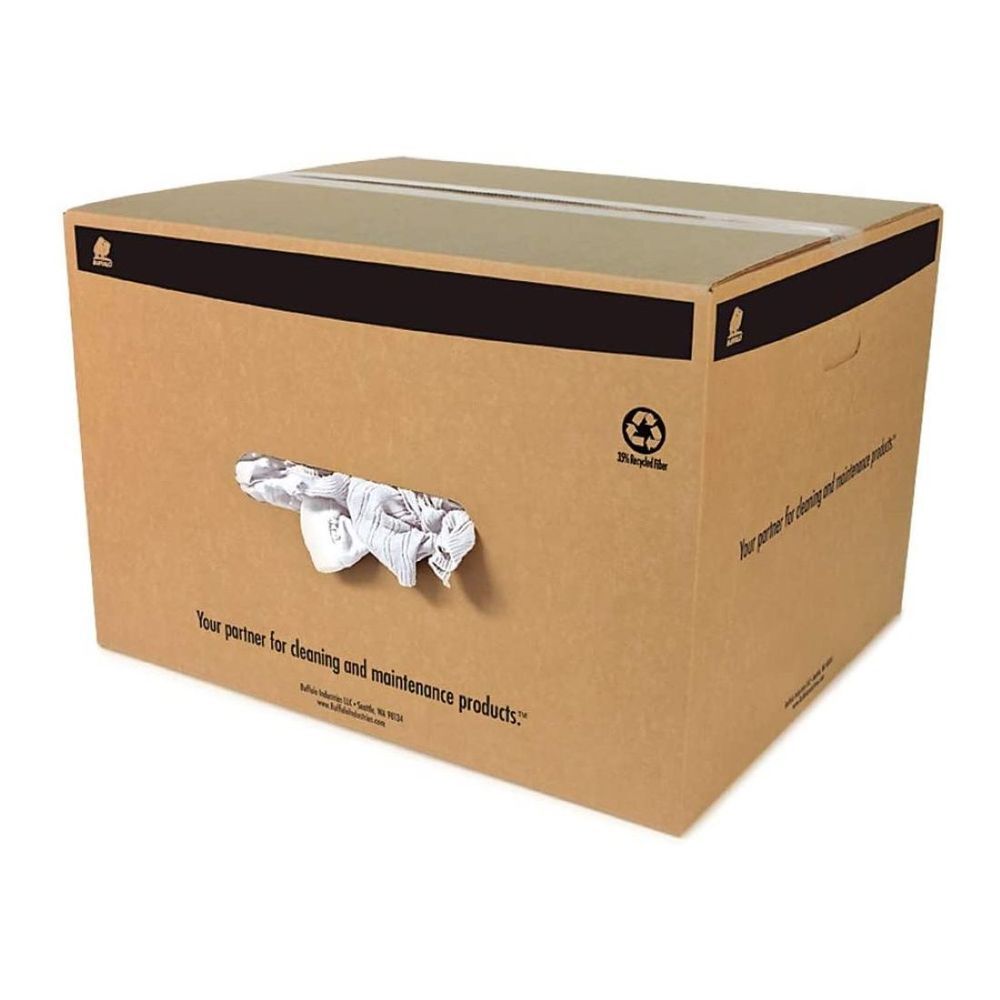 Buffalo Industries Recycled White T Shirt Cloth Rag 50 Lb Box, large image number 2