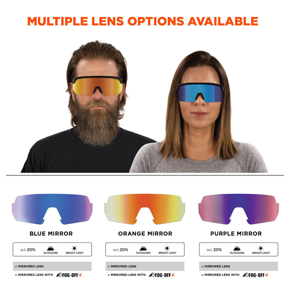 Ergodyne AEGIR-AFASM Safety Glasses, Matte Black Frame, Orange Mirror Lens, large image number 7