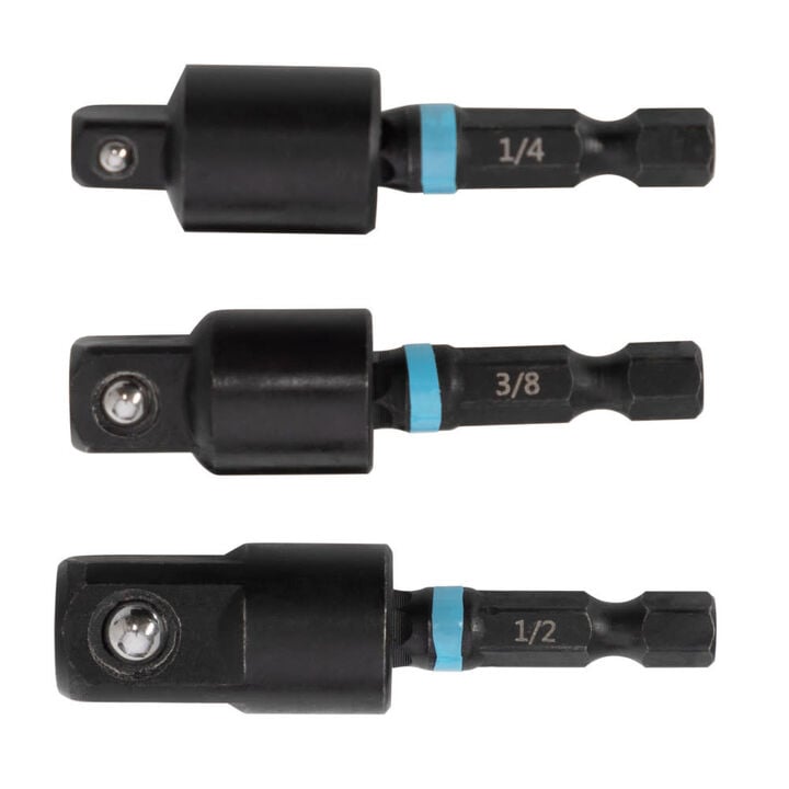 Spyder 3 Inch Swivel Joint Socket Adapter Set, 1/4, 3/8, and 1/2 Inch, 3 Pieces