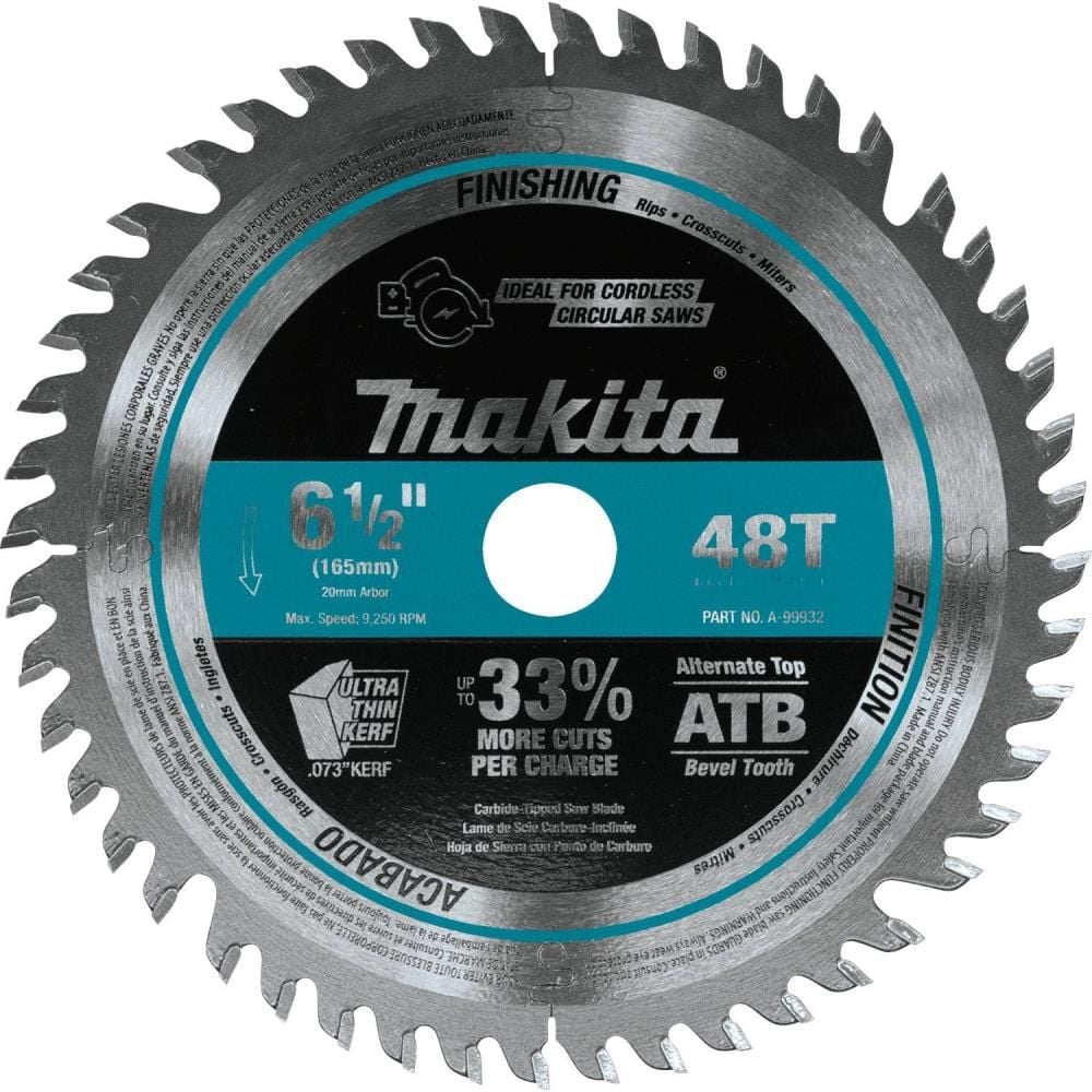 Makita 6-1/2in 48T Carbide-Tipped Cordless Plunge Saw Blade, large image number 1