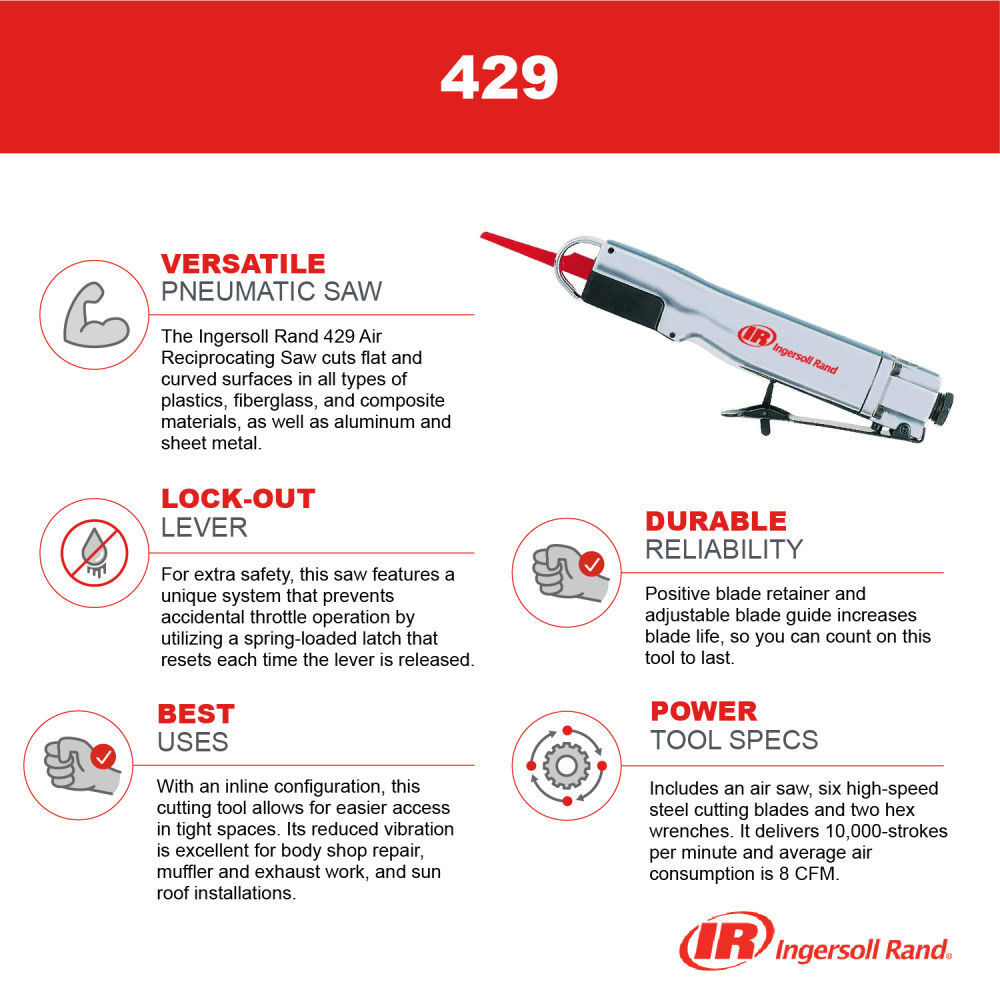 Ingersoll Rand 3/8 Inch Stroke Air Reciprocating Saw, large image number 3