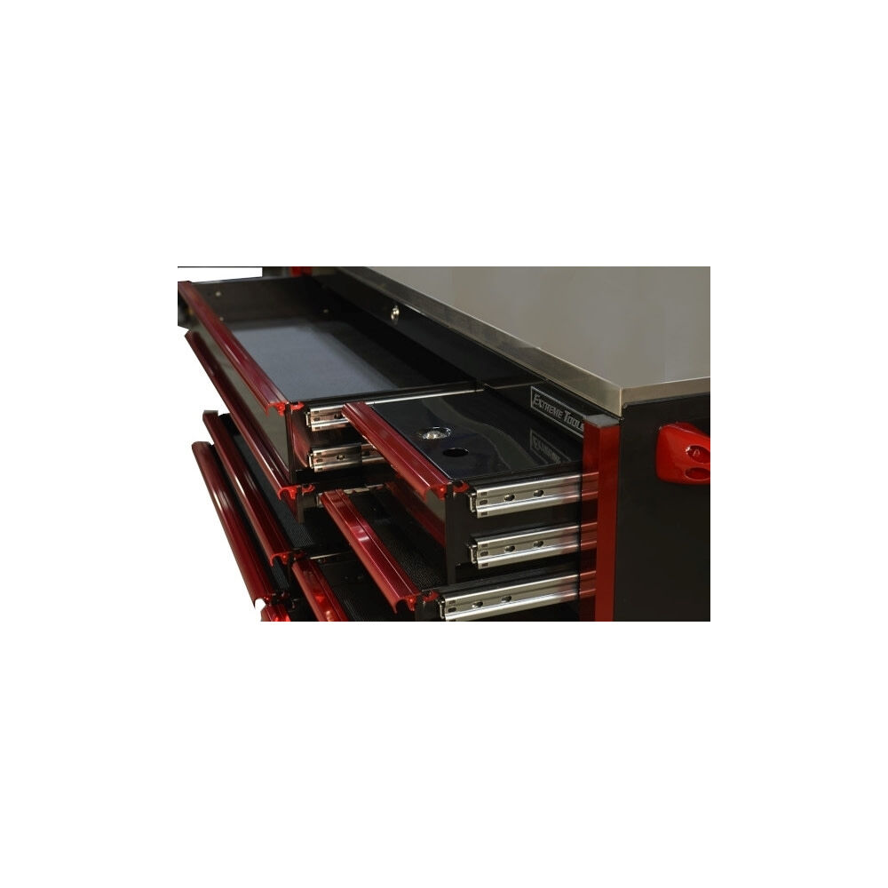 Extreme Tools 72in Black Roller Cabinet with Red Drawer Pulls, large image number 3