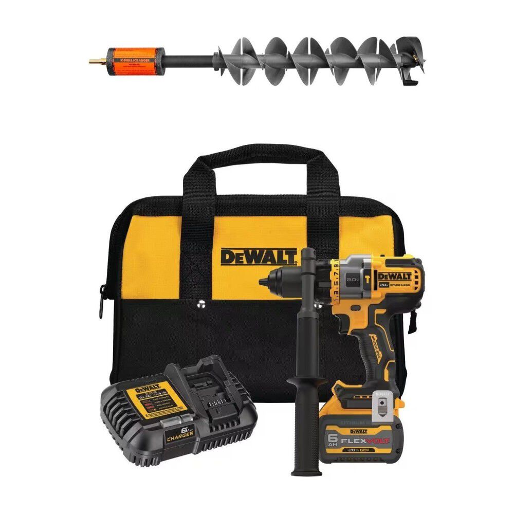 K-Drill 8.5 Inch Ice Auger System and 1/2 Inch Hammer Drill/Driver Kit Bundle, large image number 1