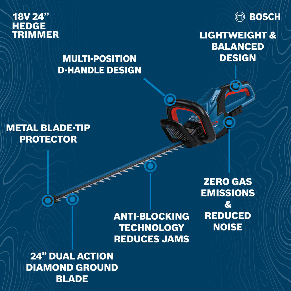 Bosch 18V 24 Inch Hedge Trimmer (Bare Tool), large image number 2