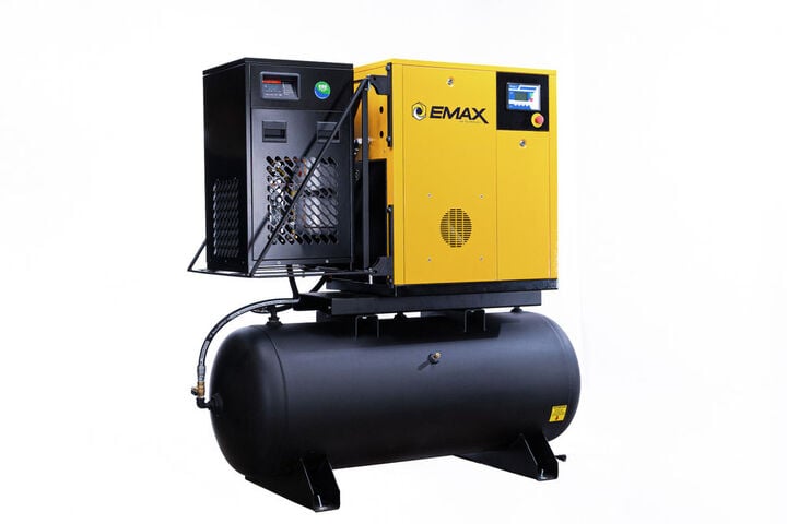 EMAX 208V 20HP 3PH 120 Gallon Horizontal Rotary Screw Air Compressor, large image number 0