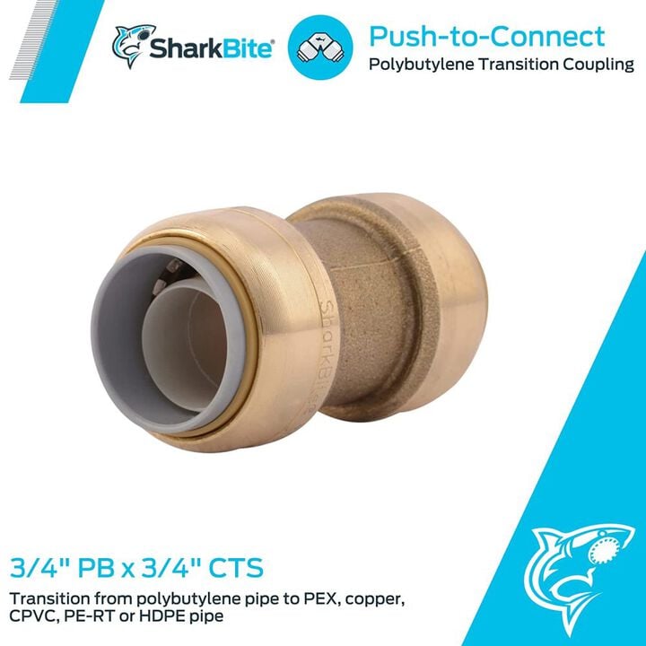 Sharkbite 3/4in PB x 3/4in CTS Transition Coupling, large image number 2