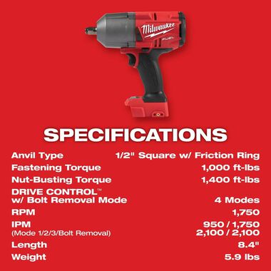 Milwaukee M18 FUEL High Torque 1/2 Impact Wrench with Friction Ring Kit, large image number 7