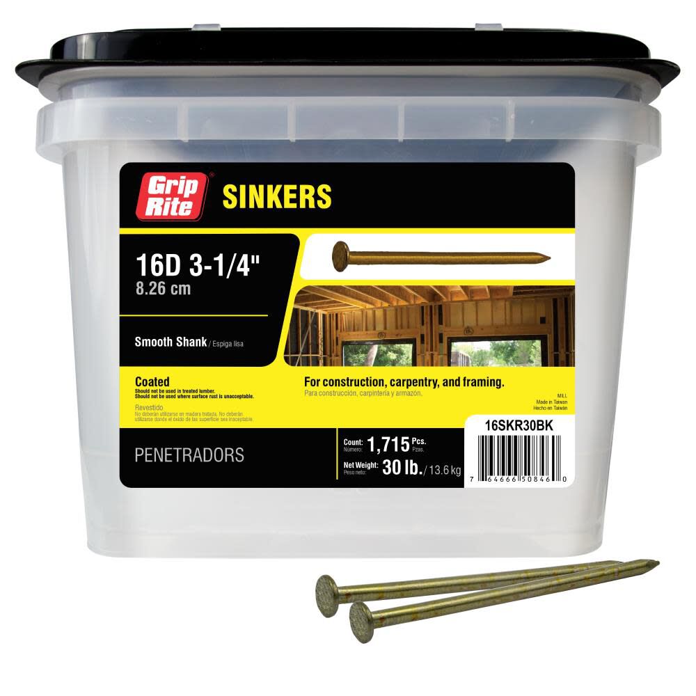 Grip Rite 30-Lb 9-Gauge 3.25-in Vinyl-Coated Smooth Sinker Nails, large image number 1