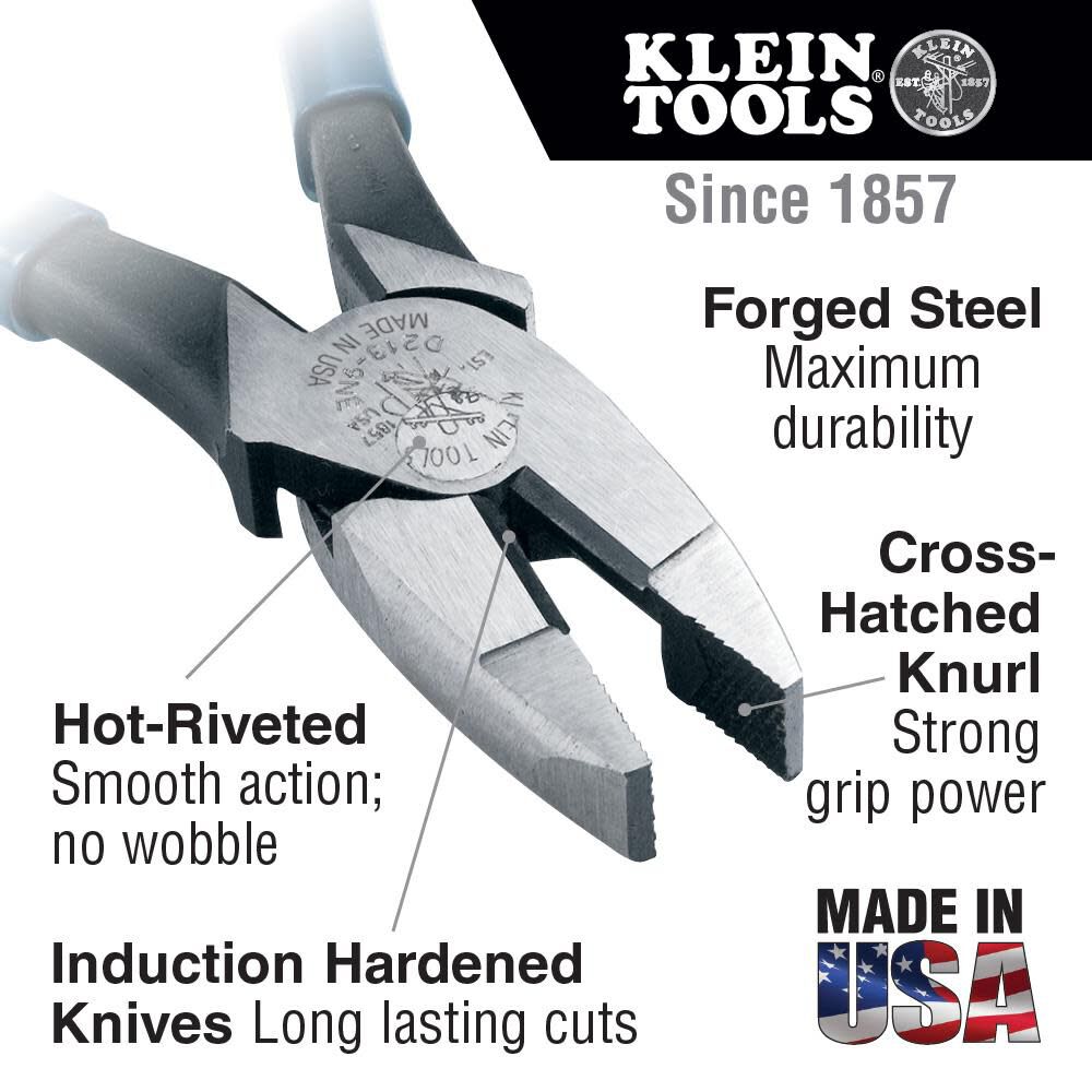 Klein Tools 9-3/8 In. Heavy Duty High-Leverage Side Cutting Pliers, large image number 2