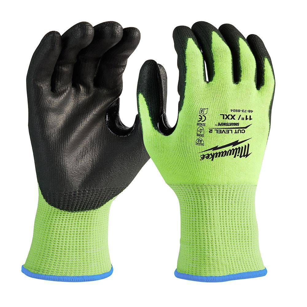Milwaukee 12 Pack High Visibility Cut Level 2 Polyurethane Dipped - Size 2XL - 48-73-8924B