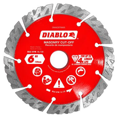 Diablo Tools 6in Diamond Segmented Turbo Cut-Off Discs for Masonry