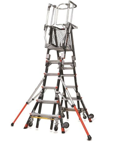 Little Giant Safety Compact Cage Model 6 Ft. to 10 Ft. IAA FG with Side Tip Wheels and Ratchet Levelers