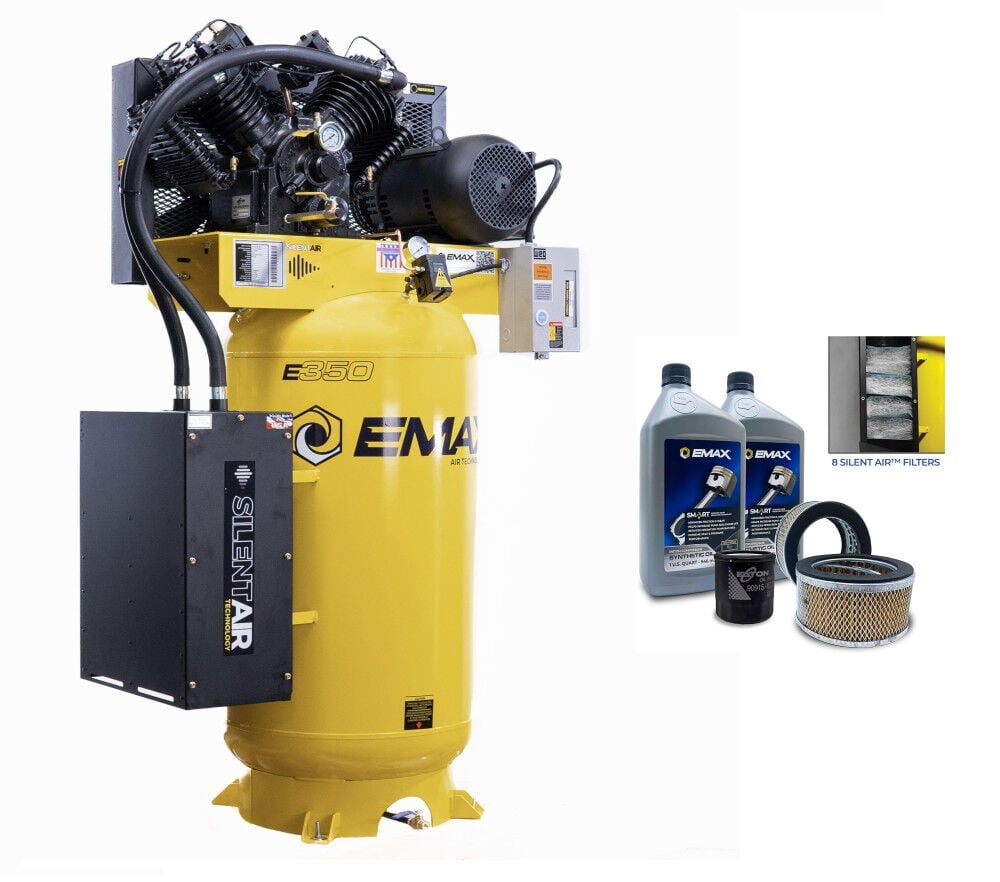 EMAX 80 Gallon 175 PSI Pressure Lube Air Compressor with Maintenance Kit, large image number 1