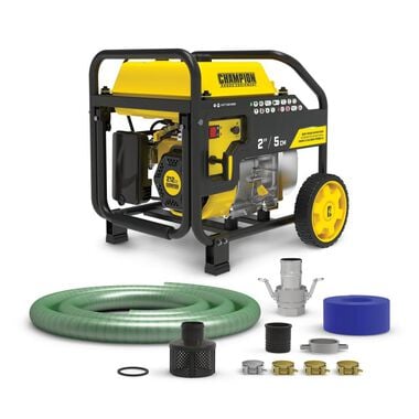 Champion Power Equipment 2-Inch Gas-Powered Semi-Trash Water Transfer Pump with Hose and Wheel Kit