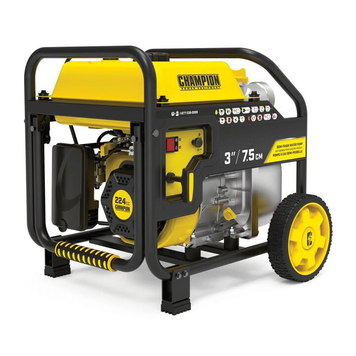 Champion Power Equipment 3-Inch Gas-Powered Semi-Trash Water Transfer Pump with Hose and Wheel Kit, large image number 7