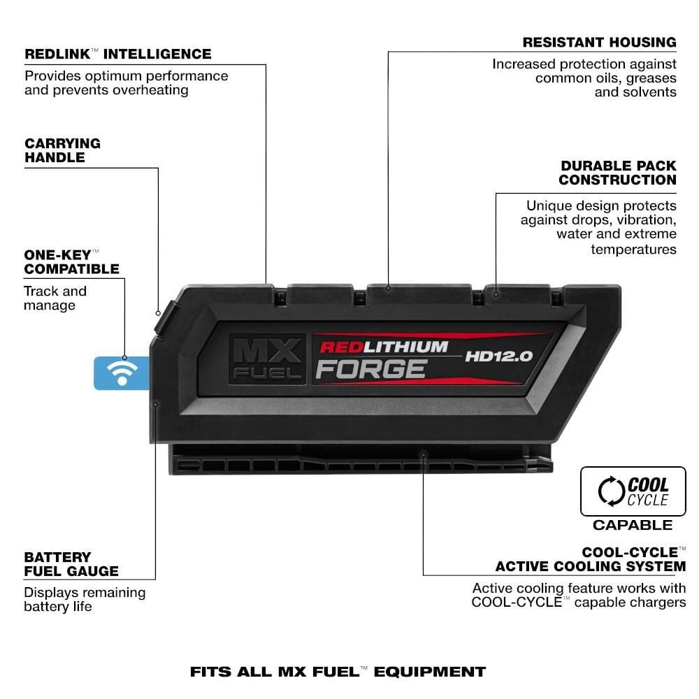 Milwaukee MX FUEL REDLITHIUM FORGE HD 72V 12Ah Lithium Ion Power Tool Battery Pack with Fuel Indicator, large image number 9