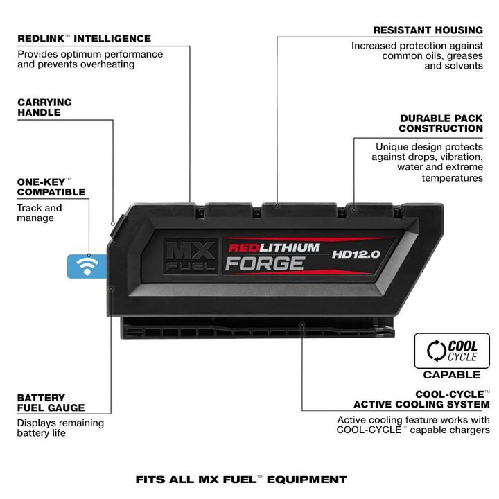 Milwaukee MX FUEL REDLITHIUM FORGE HD 72V 12Ah Lithium Ion Power Tool Battery Pack with Fuel Indicator, large image number 8