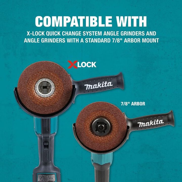 Makita X-LOCK 4-1/2in x 1/4in x 7/8in Type 27 General Purpose 36 Grit Metal Abrasive Grinding Wheel, large image number 8