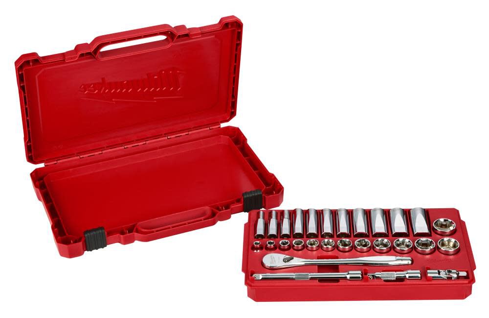 Milwaukee 3 8 In Drive 28 Pc Ratchet Socket Set Sae 48 22 9408 - Image 15