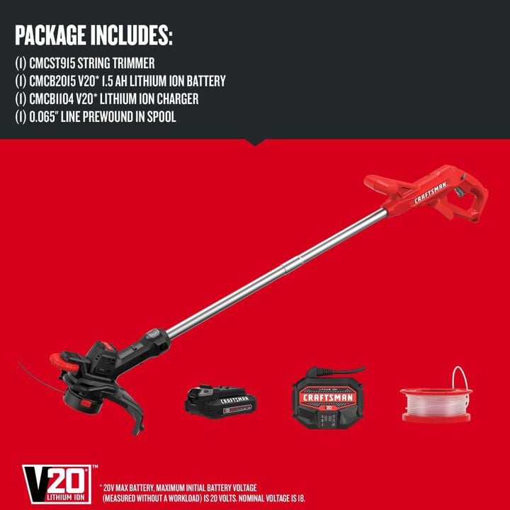 CRAFTSMAN V20* Cordless 10 Inch WEEDWACKER String Trimmer and Edger Kit, large image number 6