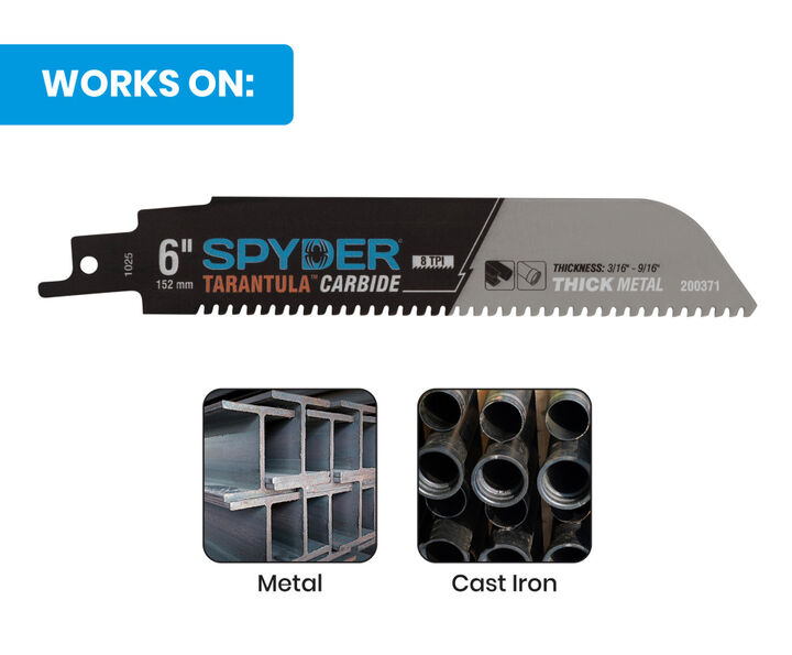 Spyder 6 Inch 8 TPI Metal Cutting Carbide Toothed Reciprocating Blade, 3 Pieces, large image number 3