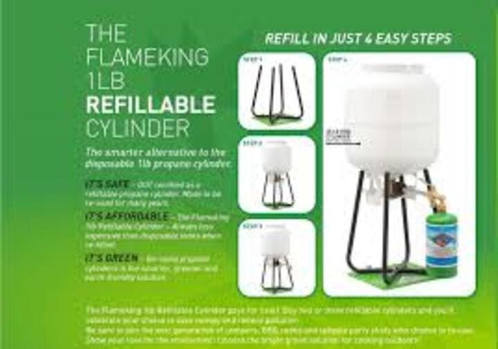 Flame King Refillable Propane 1 lb Cylinder with Refill Kit, large image number 4