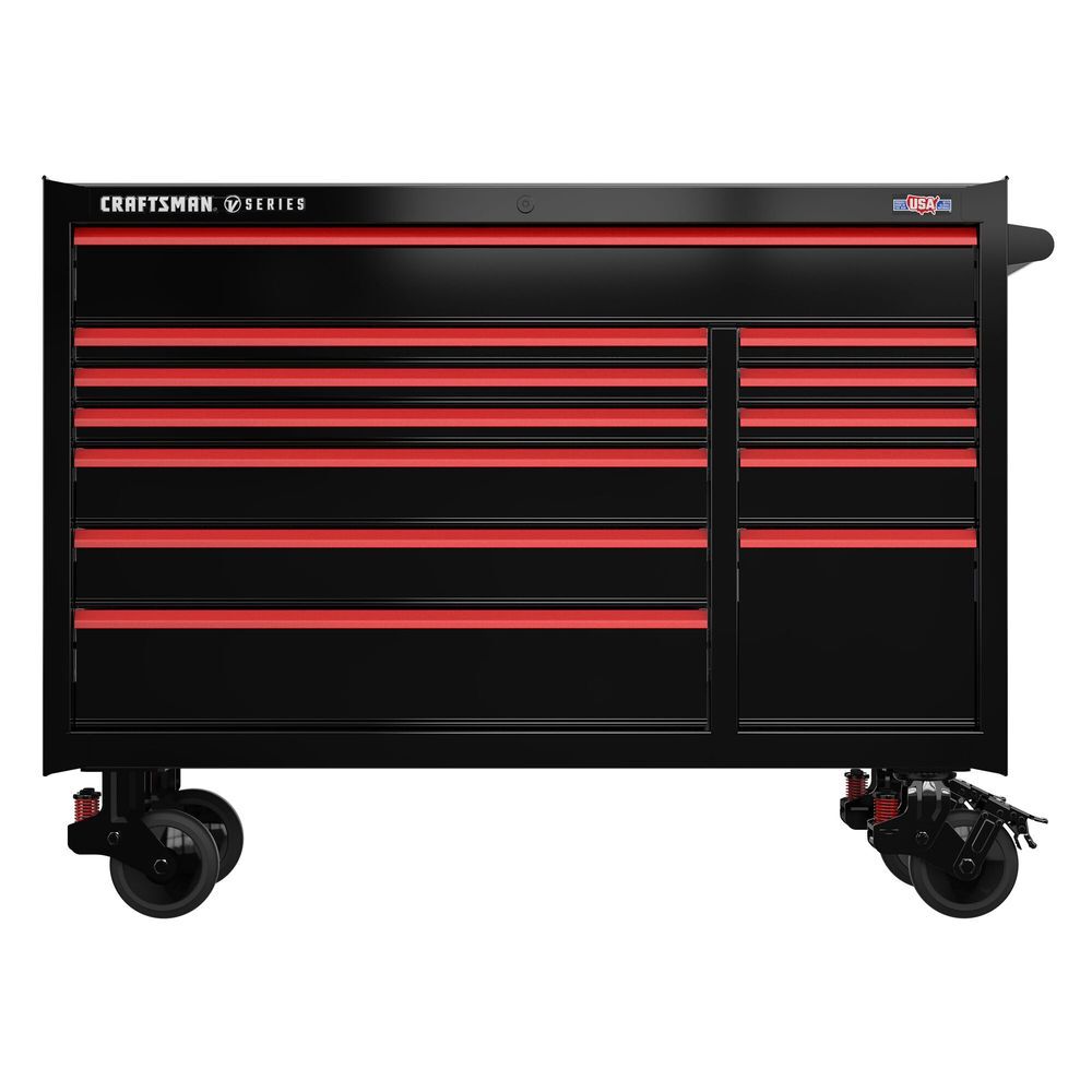 CRAFTSMAN V-SERIES 52 Inch Wide 12-Drawer Rolling Tool Cabinet, Black, large image number 1