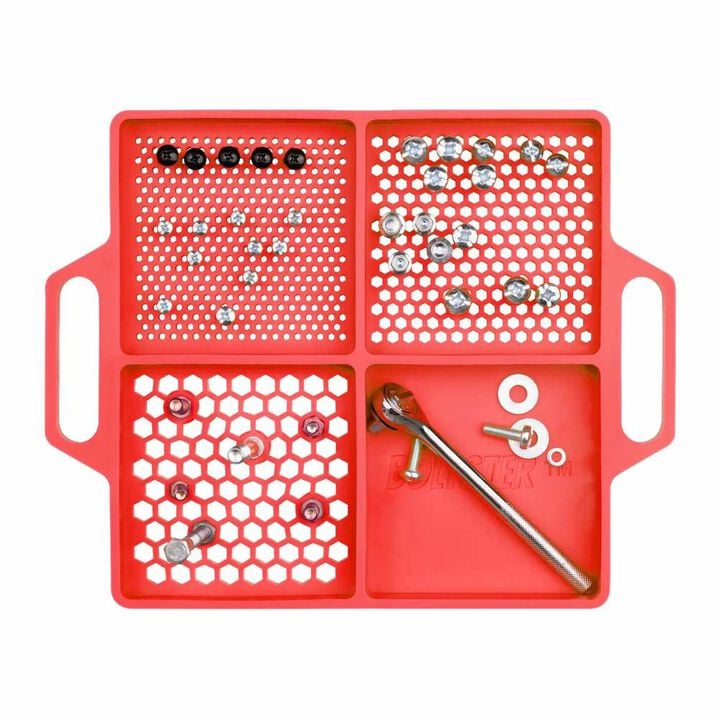 Boltster 4-Way Flexible Fastener Organizing Tray Red