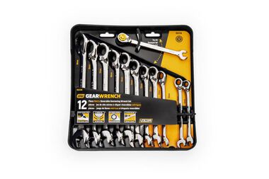 GEARWRENCH 12 P 12 Point Reversible Ratcheting Combination Wrench Set Metric, large image number 3