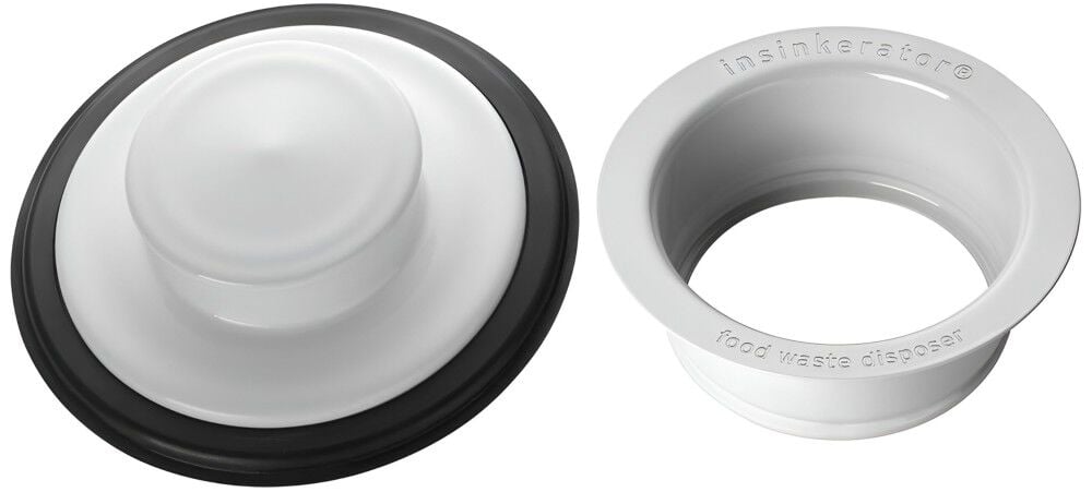 InSinkErator White Garbage Disposal Sink Flange & 3 1/4 Inch Plastic Sink Stopper for Garbage Disposal Bundle – ATB000011702