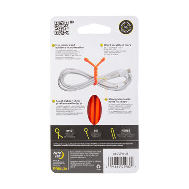 Nite Ize Gear Tie Reusable Rubber Twist Tie 6in 2pk Br. Orange, large image number 1