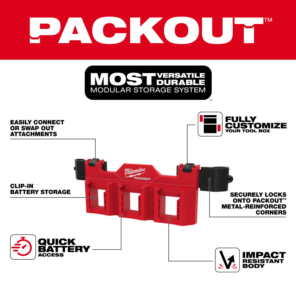 Milwaukee PACKOUT Tool Box M18 Battery Rack Attachment, large image number 7