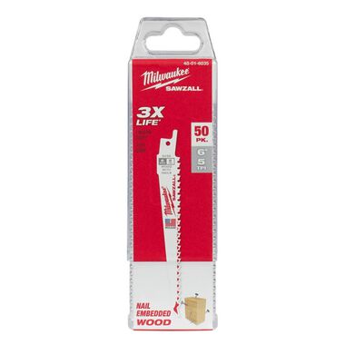 Milwaukee 6 In. 5 TPI Super Sawzall Blades 50 Pack, large image number 7