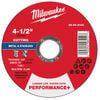 Milwaukee 4-1/2 Inch x .045 Inch x 7/8 Inch Performance+ Metal Cut Off Wheel Type 1, small image number 1