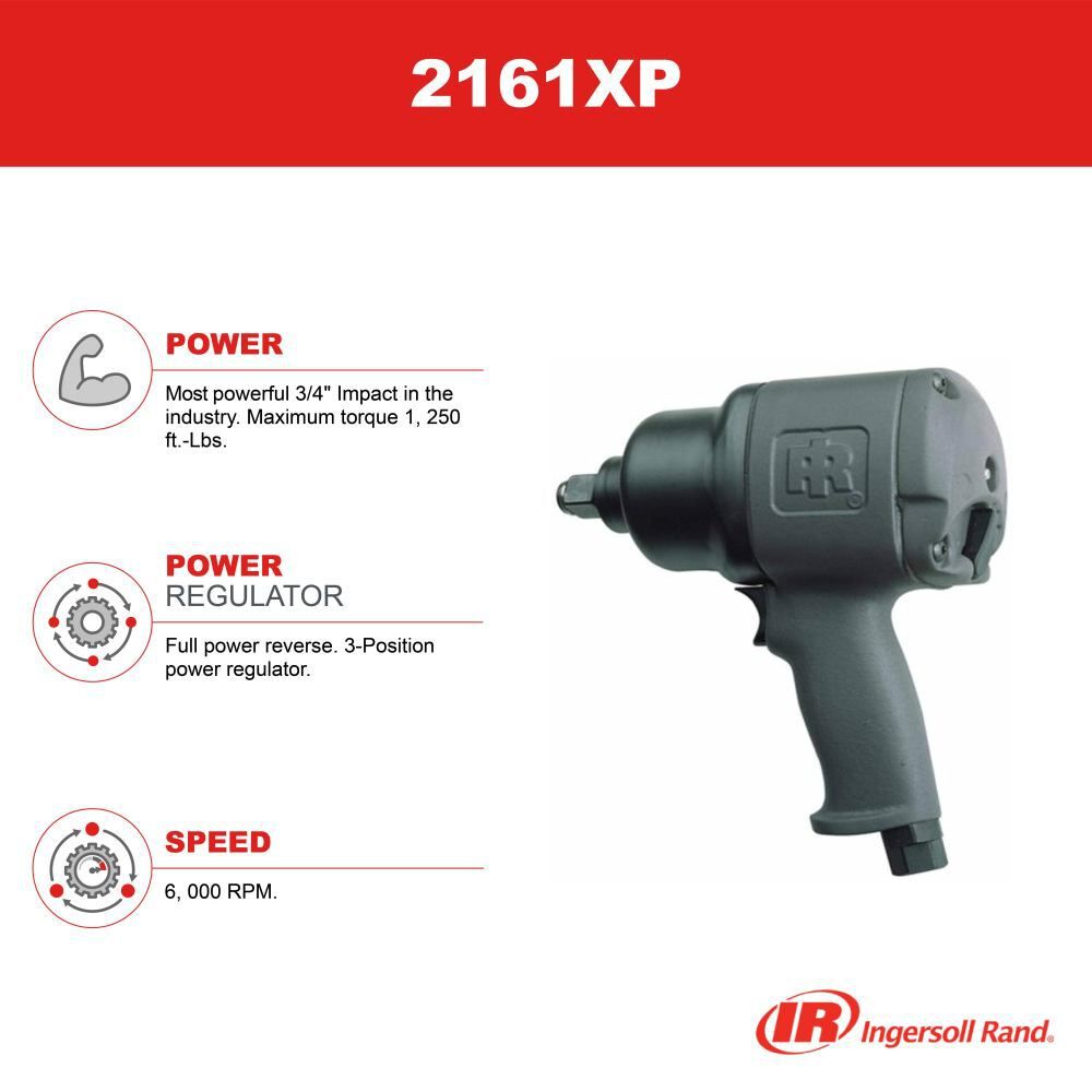 Ingersoll Rand 3/4 Inch Square Impactool Air Pistol, 1250 Ft-Lbs Max Torque, large image number 8