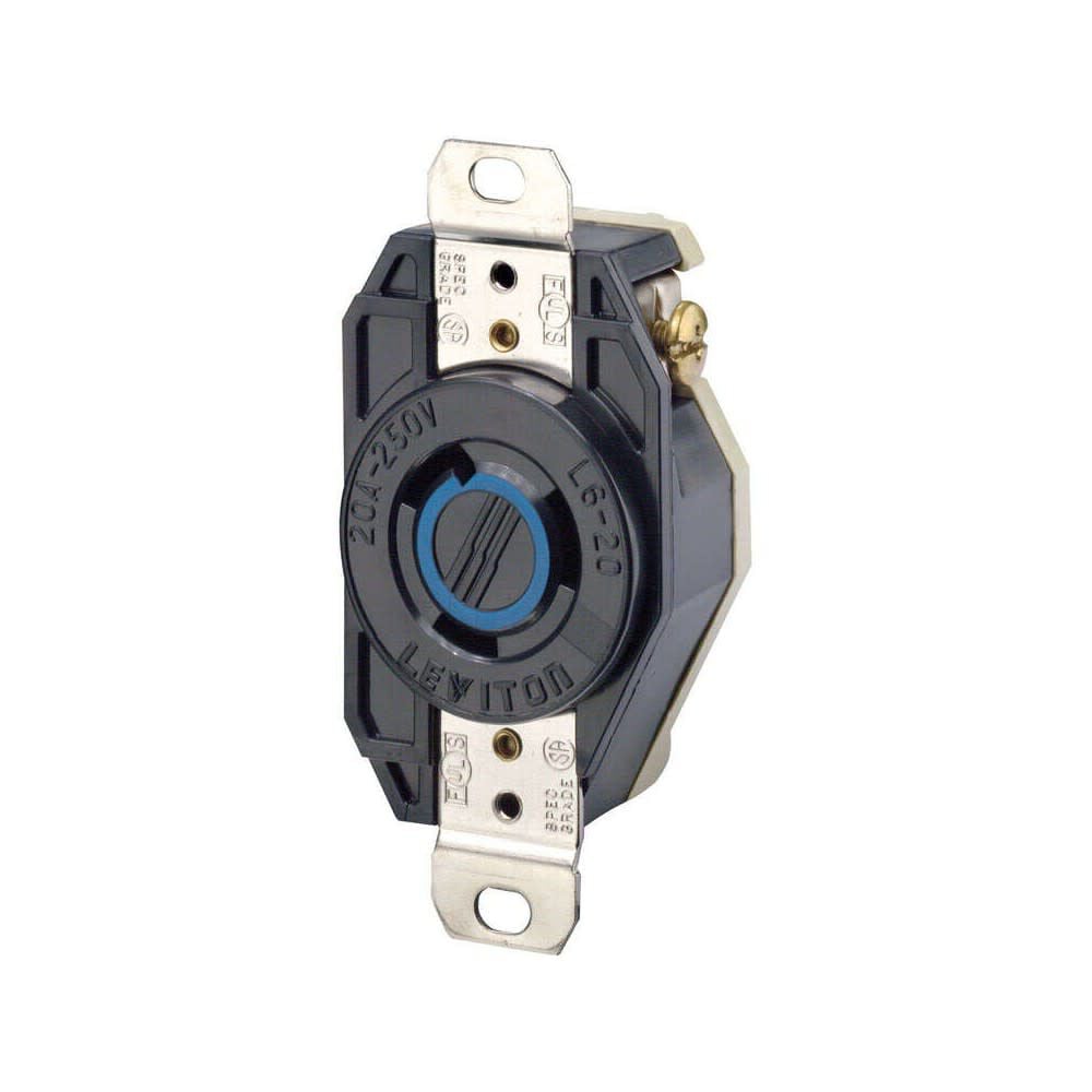 Leviton 20A 250V Black Grounded Single Locking Outlet Receptacle – 33679E