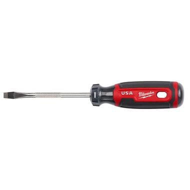 Milwaukee 1/4inch Slotted 4inch Cushion Grip Screwdriver (USA), large image number 0