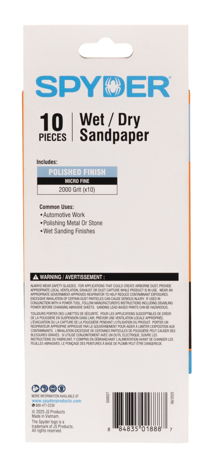 Spyder 10-Sheets Silicon Carbide 2000 Grit Sandpaper, 9 x 3-2/3 Inch, large image number 7