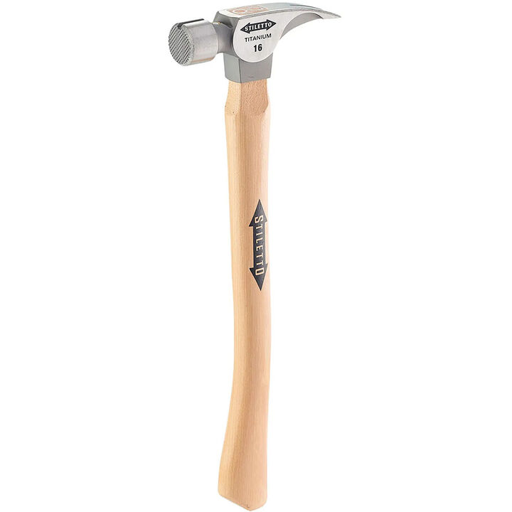 Stiletto 16 oz Titanium Milled Face Hammer with 18 in. Curved Hickory Handle
