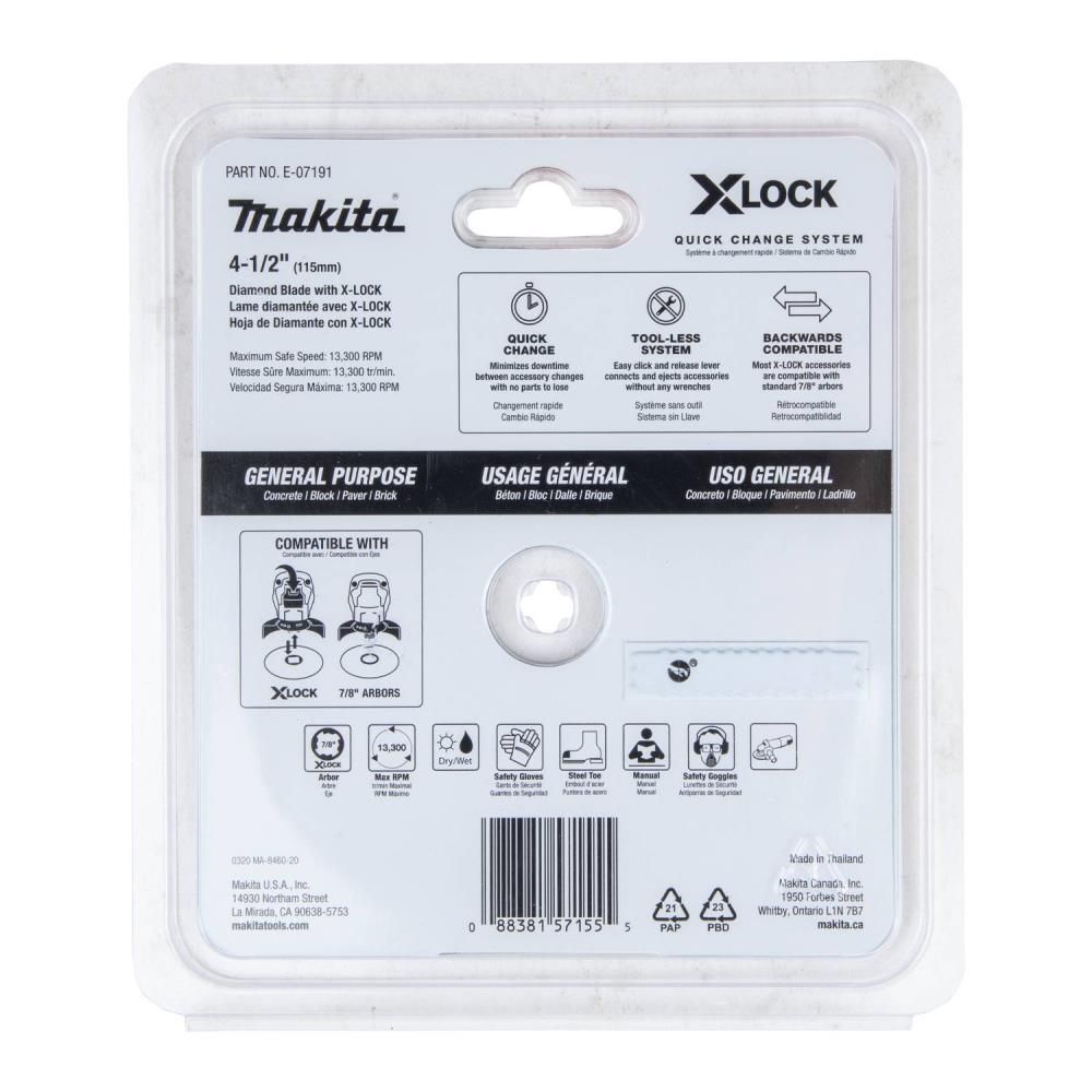 Makita Promotional X-LOCK 4-1/2in Segmented Diamond Blade for Masonry Cutting, large image number 4
